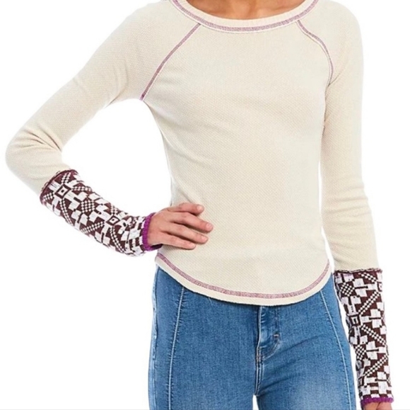 Free People Thermal Sweater Crochet Long Sleeve - Picture 2 of 11